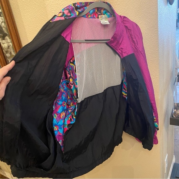 Vintage HEALTHY ATTITUDE Women Floral Lightweight Windbreaker Jacket Size Large - Picture 5 of 8